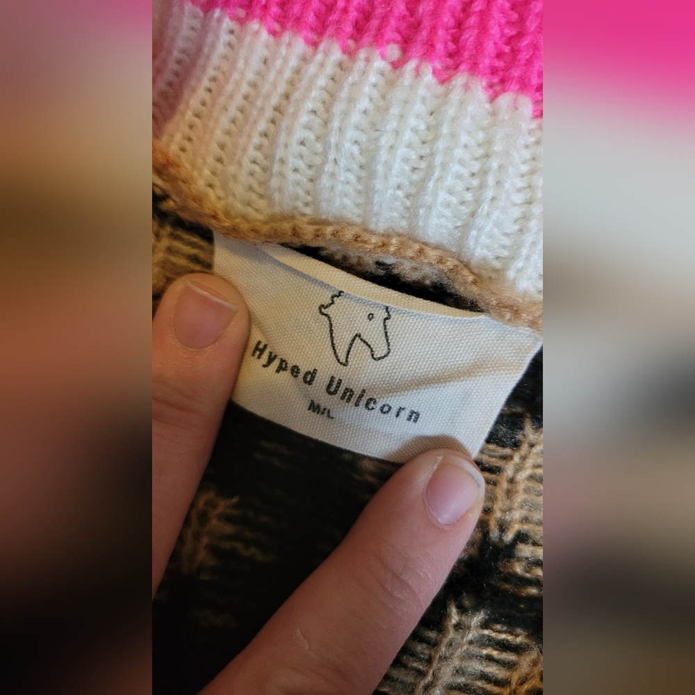 Hyped Unicorn Hot Pink Leopard oversized Sweater - Picture 5 of 8